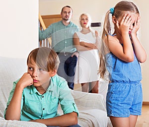 Two siblings having quarrel