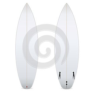 Two-sided blank surfboard isolated on white background.