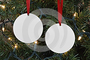 Two Sided Round Christmas Ornament Mockup