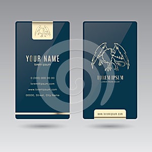 Two-sided vertical elegant Business card Griffin luxury