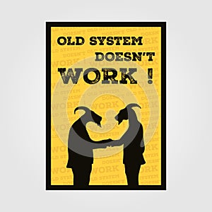 Two Silhouette goat in suit hand shake vintage poster , posters to criticize the system photo