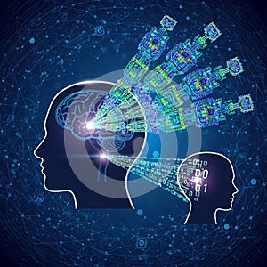 Background features a network of lines and dots representing a digital or