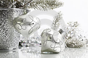 Two Silver Christmas Ornaments