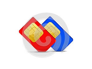 Two sim card red and blue