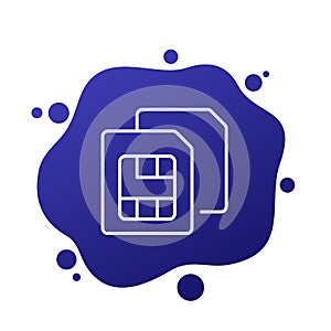 two SIM cards line icon, vector