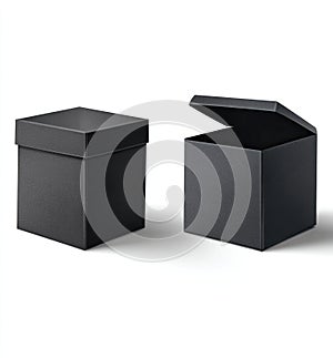 Black Gift Box Mockup - Closed and Open