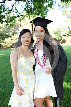 Two Sisters at College Graduation