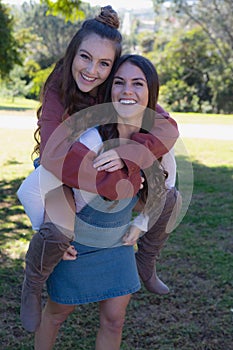 Two sisters at a park