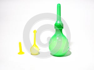 Two size of lquid saline enema