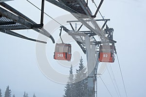 Two ski-lift booths