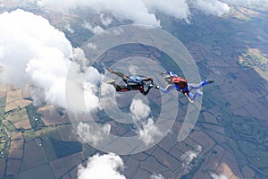 Two skydivers in freefall