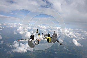 Two skydivers in freefall