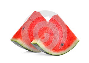 Two slice of fresh watermelon isolated on white