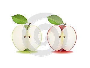 Two sliced apples