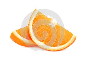 Two sliced fresh orange fruit isolated on white