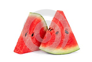Two sliced fresh watermelon isolated on white