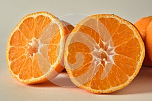 Two sliced oranges