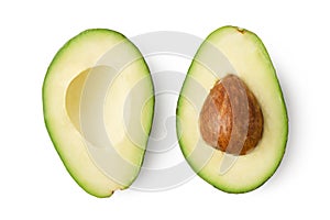 Two slices of avocado isolated