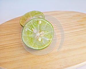 two slices of fresh green lime