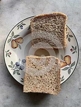 Two slices of organic bread