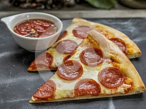Pepperoni Pizza Slices with Dipping Sauce