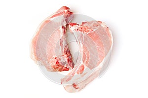 Two slices of raw pork