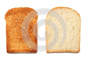 two slices toast bread isolated on white background