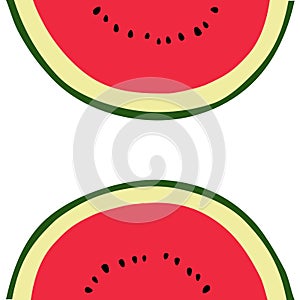 Two slices of watermelon; stylized vector design