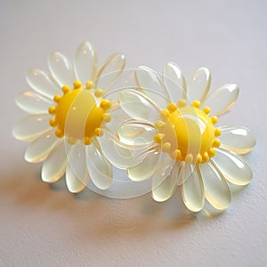 Translucent Yellow Daisy Earrings: A Vintage French Design photo