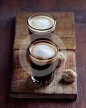 Two Small Glasses of Espresso Macchiato