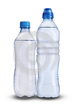 Two small plastic bottles with mineral water