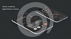 Two smartphones with a sleek design are displayed against a dark background. The