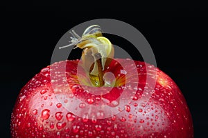 Two snails on an apple