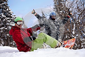 Two snowboarder