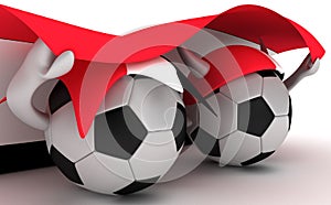 Two soccer balls hold Egypt flag