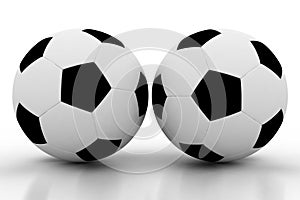 Two soccer balls on white