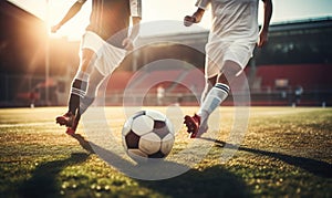 Two Soccer Players Engaged in a Game on a Field