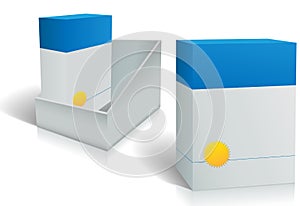 Two software product boxes in open box design