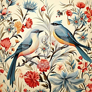 Two Songbirds in a Floral Oasis