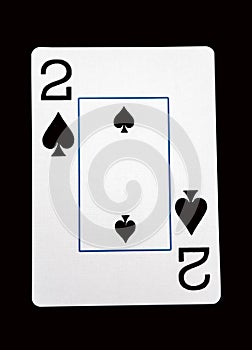 Two of spades card with clipping path