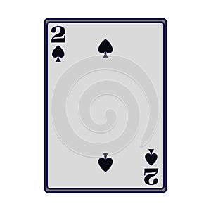 Two of spades card icon, flat design