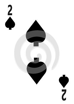 The two of spades card in a regular 52 card poker playing deck