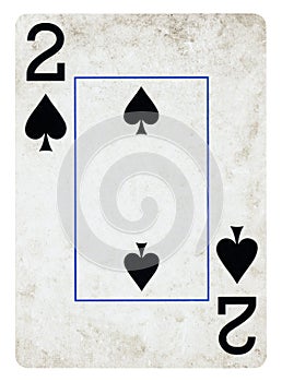 Two of Spades Vintage playing card - isolated on white