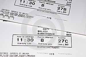 Aircraft boarding passes. photo