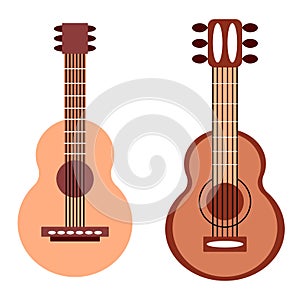 Two Spanish guitars set isolated on white vector illustration