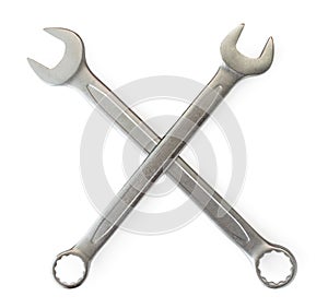 Two spanners on a white, isolated. Wrench