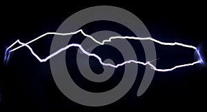 Two of spark electric discharges obtained with the help of an electrophoresis machine