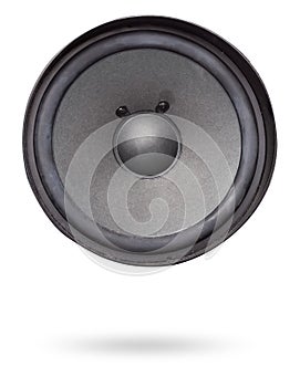 Two speakers of an acoustic system - an audio for playing music in a car interior on a white isolated background in a photo studio