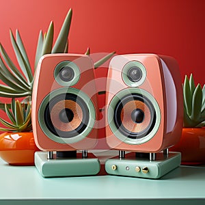 Romantic Emotivity: Pink Speakers With Warm Tones And Junglepunk Style
