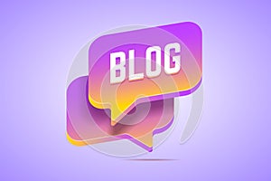 Two speech bubbles in 3d style with gradients that says Blog.